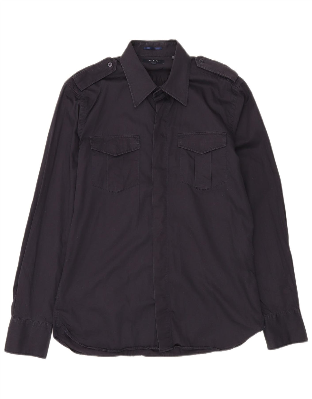 TED BAKER Herre Military Shirt Størrelse 4 Large Navy Blue
