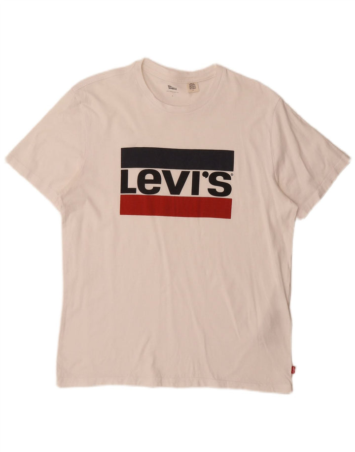 Levi's Herre grafisk T-shirt Top Stor hvid bomuld