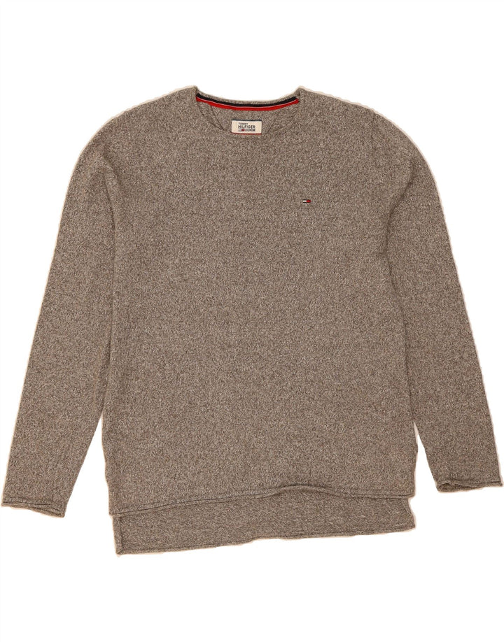 TOMMY HILFIGER Mens Crew Neck Jumper Sweater Medium Grey Cotton Vintage Tommy Hilfiger and Second-Hand Tommy Hilfiger from Messina Hembry 