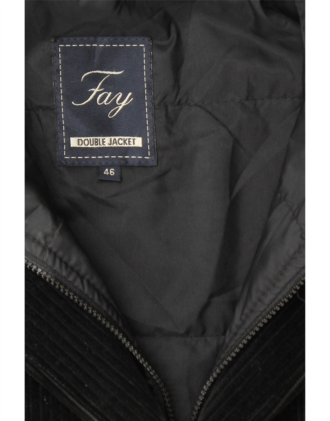 FAY Dame 3-knaps fløjlsjakke Blazerjakke IT 46 Large Sort