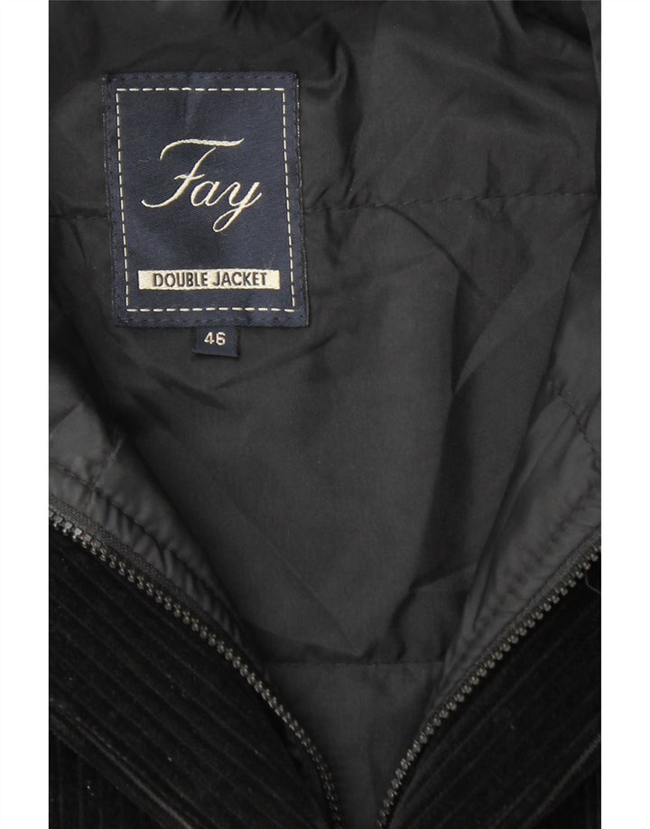 FAY Dame 3-knaps fløjlsjakke Blazerjakke IT 46 Large Sort