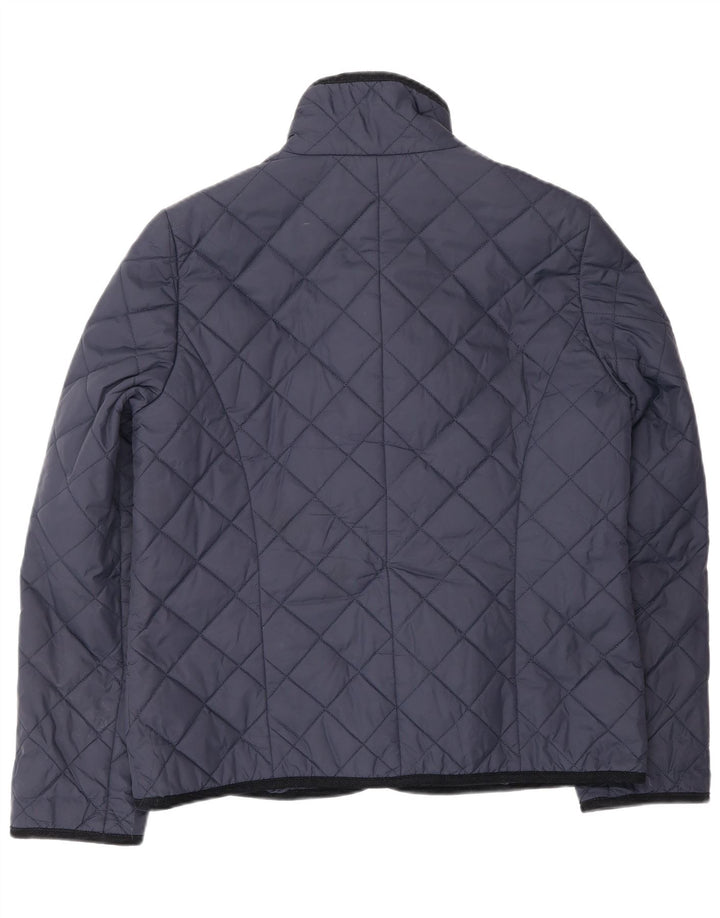 Jaeger Quiltet jakke til kvinder UK 14 Medium Navy Blue Polyester