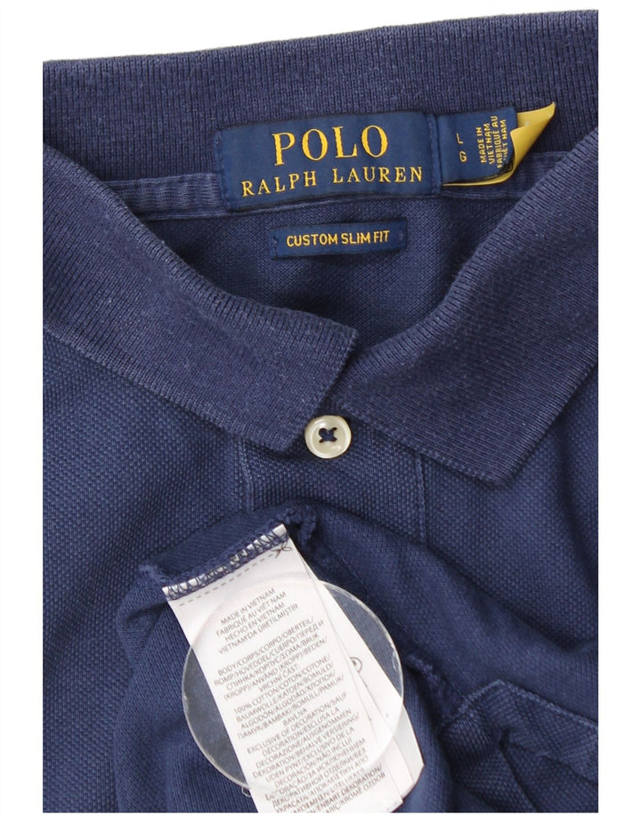 POLO RALPH LAUREN Herre Custom Slim Fit Polo Shirt Large Navy Blue