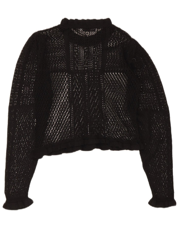 Zara Womens Crop Crochet See Through Top UK 10 Small Black
