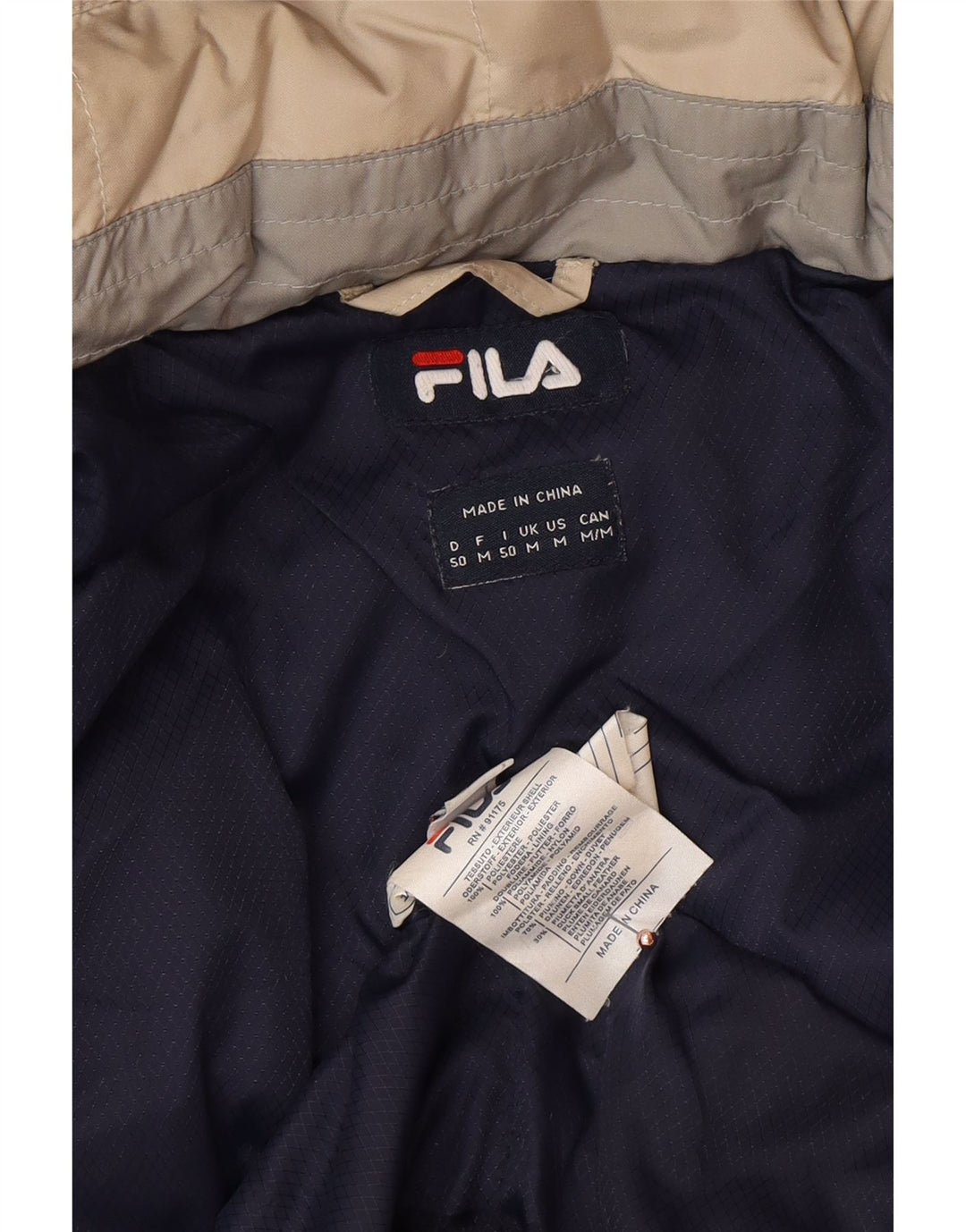 FILA Herre hættepolstret jakke UK 38 Medium Beige Polyester