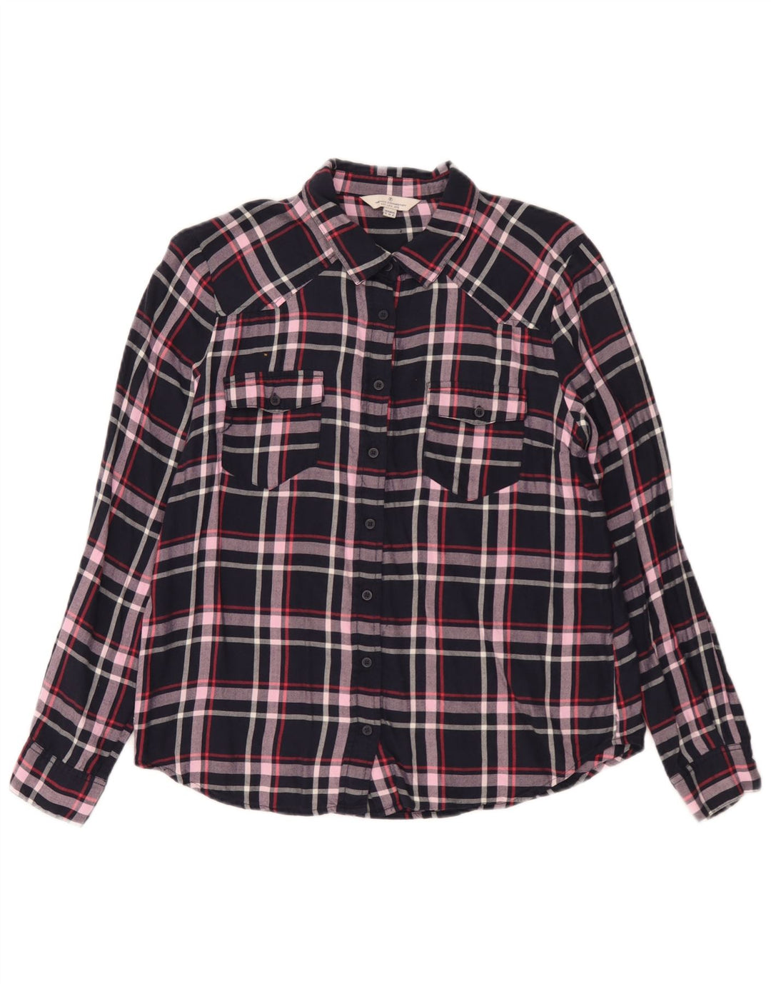 French Connection Dameskjorte UK 12 Medium Navy Blue Check Viscose