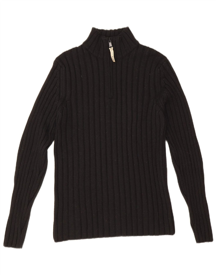 Rifle Herre Zip Neck Jumper Sweater Medium Sort Uld
