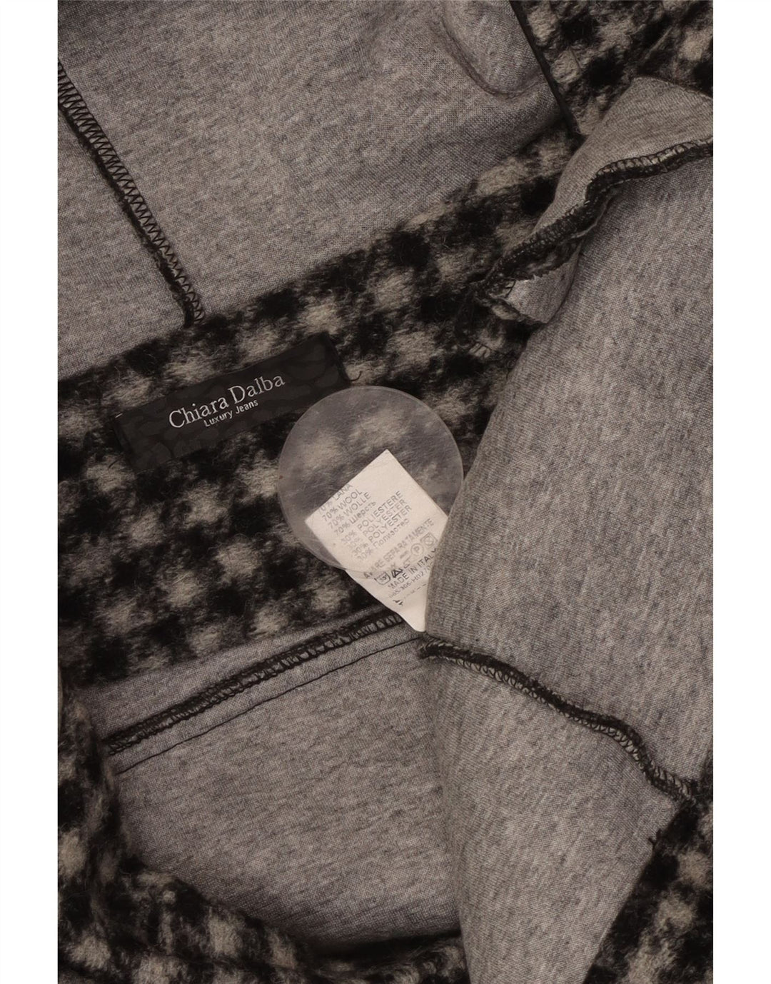 VINTAGE hættebomberjakke til kvinder UK 18 XL sort ternet uld