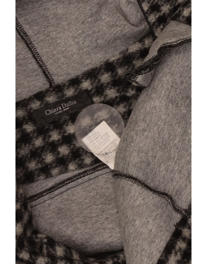 VINTAGE hættebomberjakke til kvinder UK 18 XL sort ternet uld