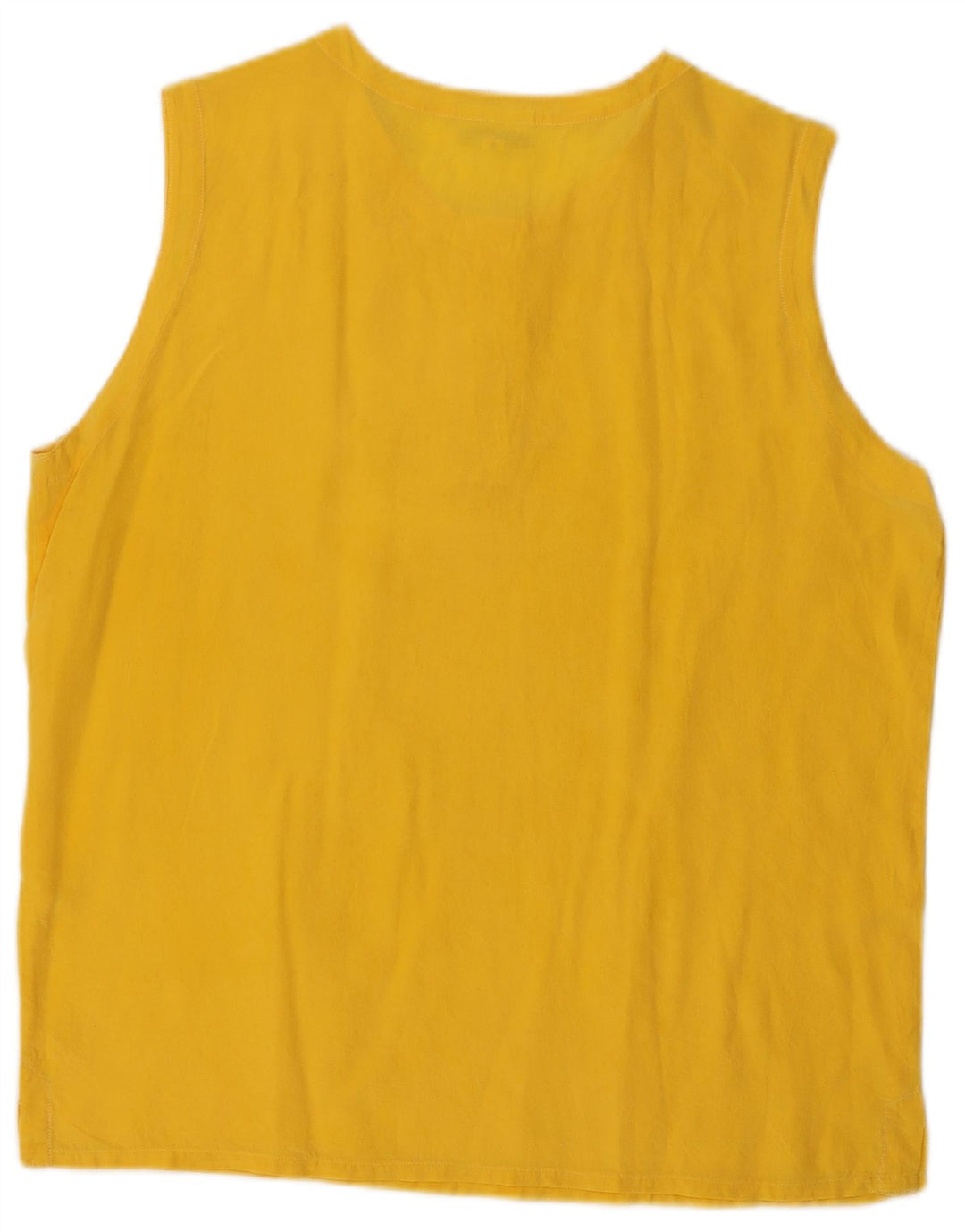 Vintage Dame Ærmeløs Oversized Bluse Top UK 10 Small Yellow Silk
