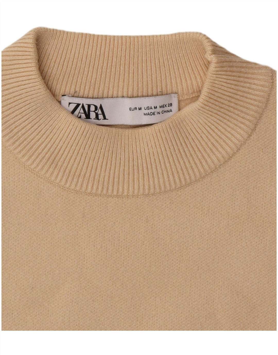 Zara Kvinders Crew Neck Trøje UK 12 Medium Beige