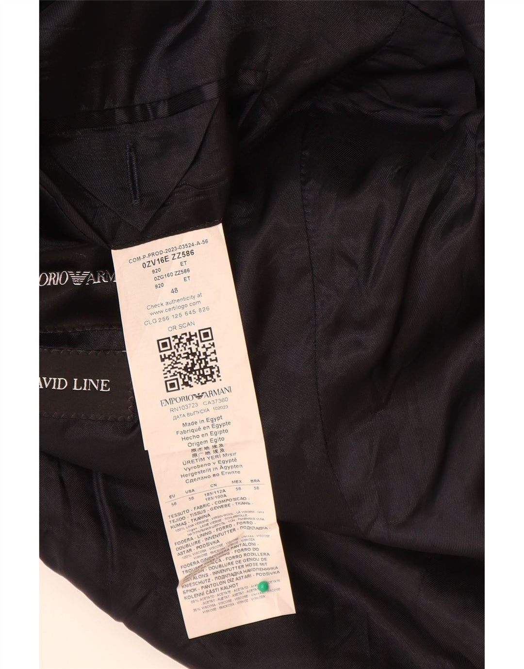 Emporio Armani Herre 2-knaps blazerjakke EU 56 2XL Marineblå Virgin Wool
