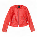 Zara Womens Crop imiteret læderjakke UK 12 Medium Rød Polyester