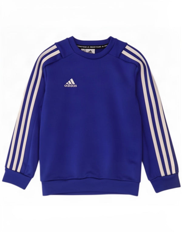 Adidas Boys Sweatshirt Jumper 7-8 Years Blue Polyester