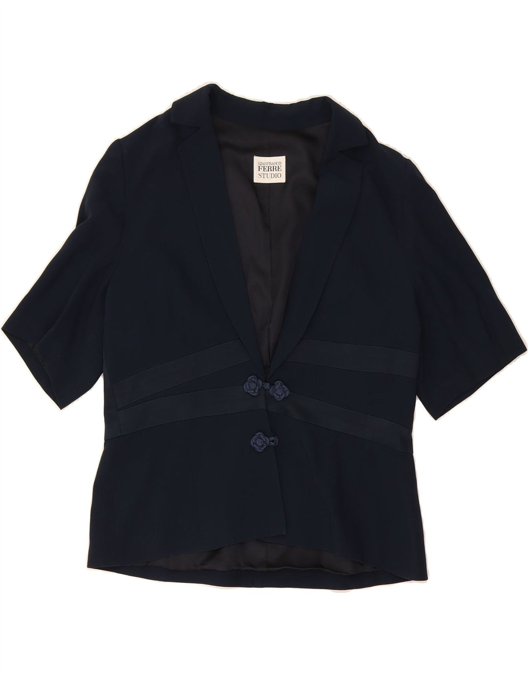 GIANFRANCO FERRE Womens Short Sleeve Blazer Jacket UK 14 Medium Navy Blue Vintage Gianfranco Ferre and Second-Hand Gianfranco Ferre from Messina Hembry 