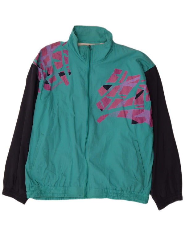 VINTAGE Træningsdragt til mænd Topjakke XL Turkis Colourblock Polyester