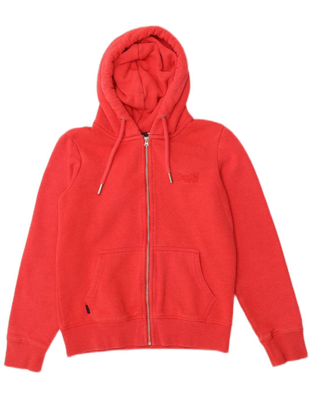 SUPERDRY Womens Zip Hoodie Sweater UK 12 Medium  Red Cotton