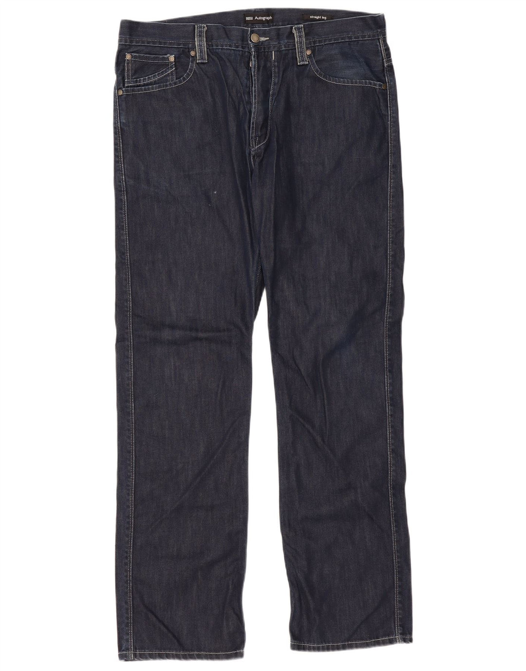 Marks & Spencer Herre Autograph Straight Jeans W36 L33 Marineblå Bomuld