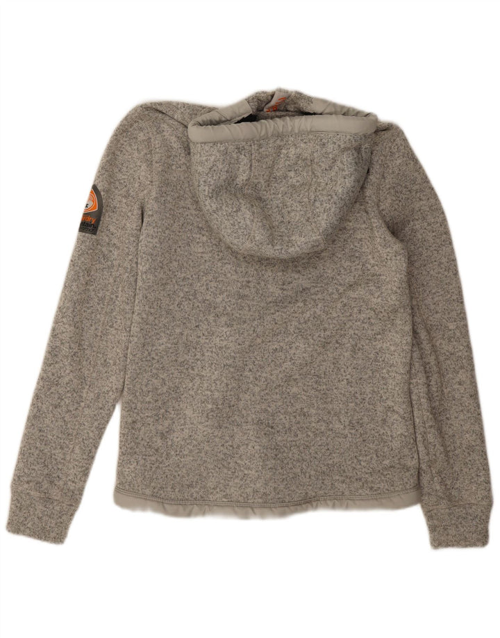 Superdry hættetrøje til kvinder med lynlås UK 14 Medium Grey Flecked Polyester