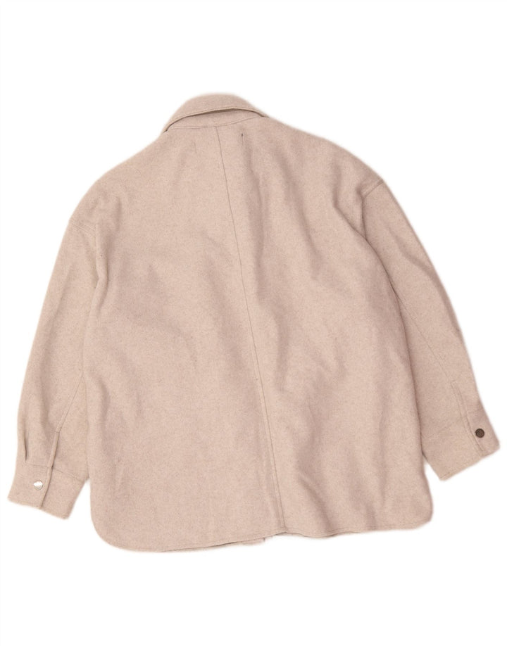 Zara Dame Shacket Jacket UK 14 Medium Beige Polyester