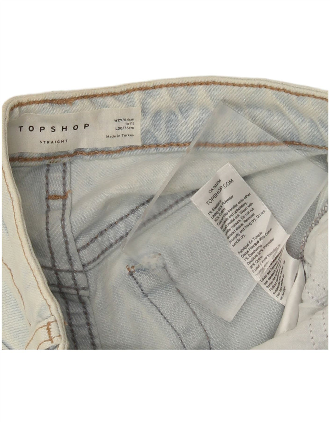 Topshop Dame Straight Jeans W25 L25 Blå Bomuld