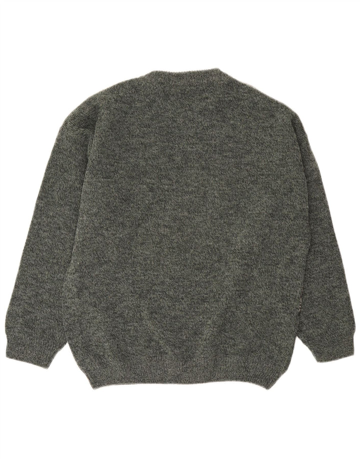 Vintage Herre Crew Neck Jumper Sweater IT 50 Medium Grå Geometrisk