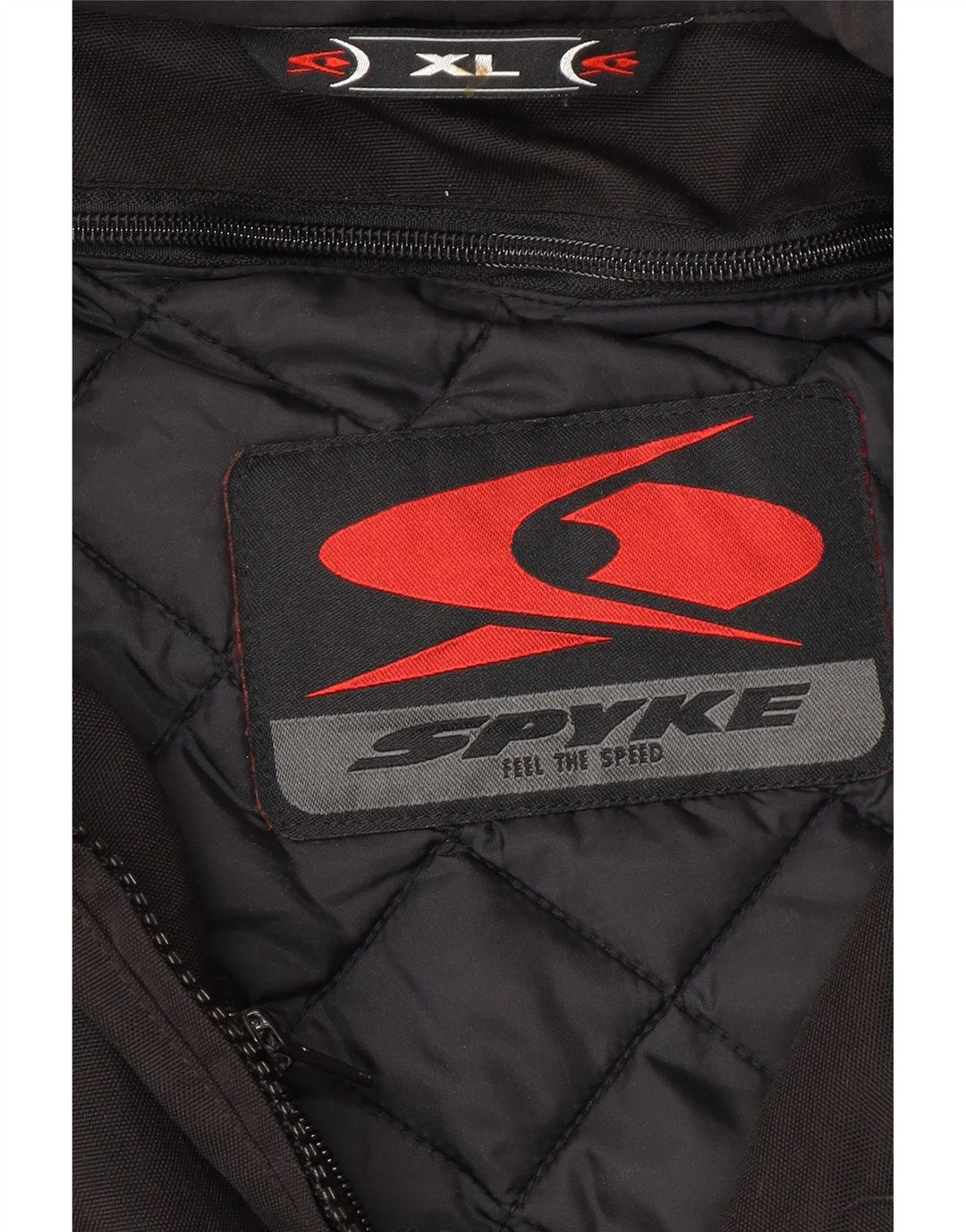SPYKE Mens Graphic Moto Racer Bomber Jacket UK 42 XL Black Polyamide