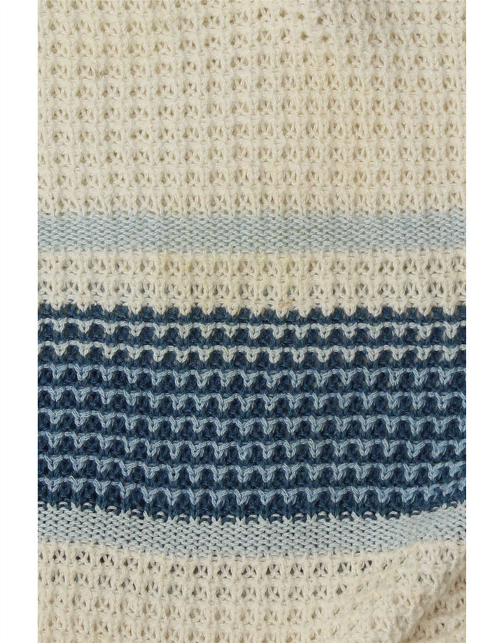 Vintage herre V-hals sweater stor hvid farveblok