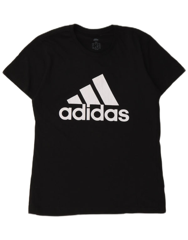 Adidas Dame Grafisk T-Shirt Top UK 12/14 Medium Sort
