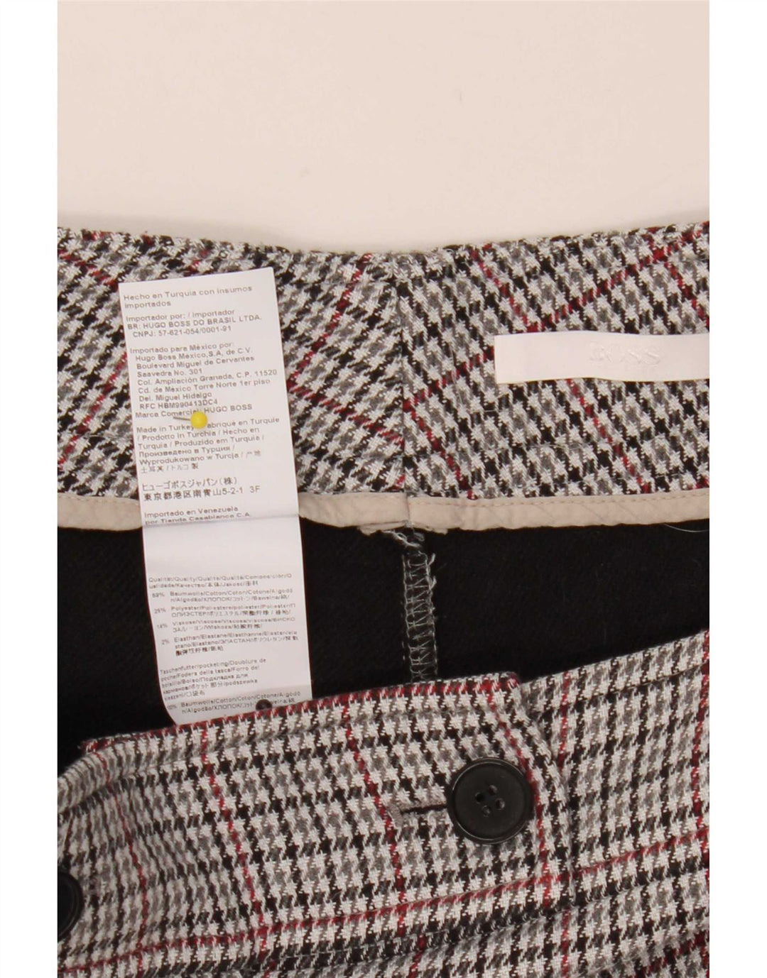 Hugo Boss jakkesætsbukser til kvinder UK 12 Medium W32 L27 Grå Houndstooth