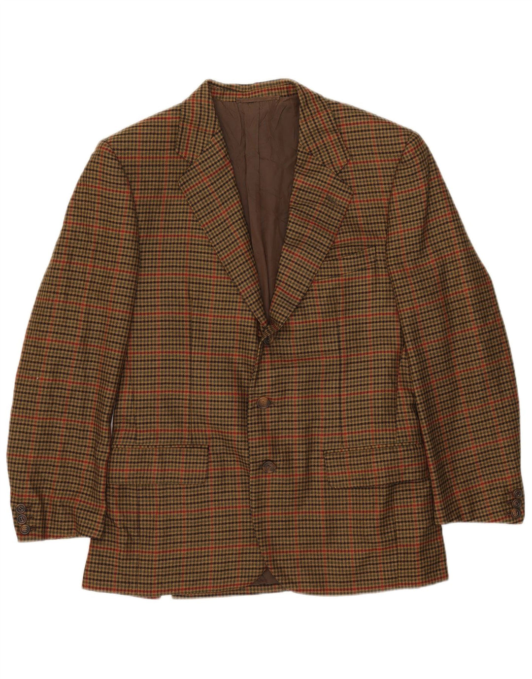 Loro Piana Herre 3-knaps blazerjakke IT 50 Large Khaki Houndstooth