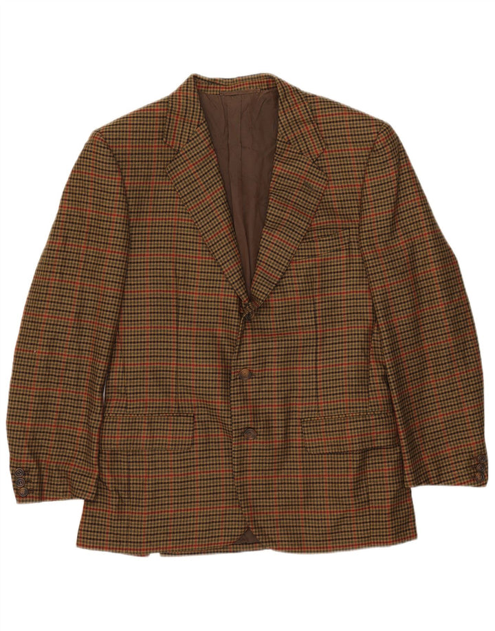 Loro Piana Herre 3-knaps blazerjakke IT 50 Large Khaki Houndstooth