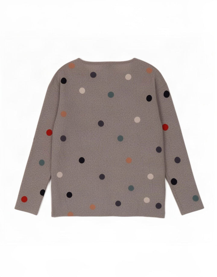White Stuff Womens Boat Neck Jumper Sweater UK 10 Small Grey Polka Dot