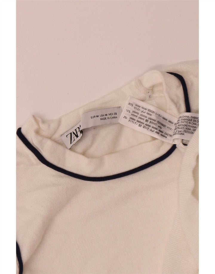 Zara Dame Vest Tank Top UK 12 Medium White Viscose