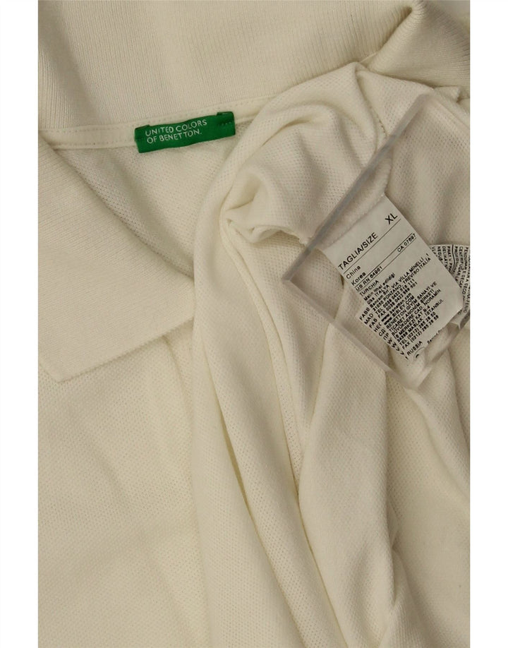 Benetton herre poloshirt XL hvid bomuld