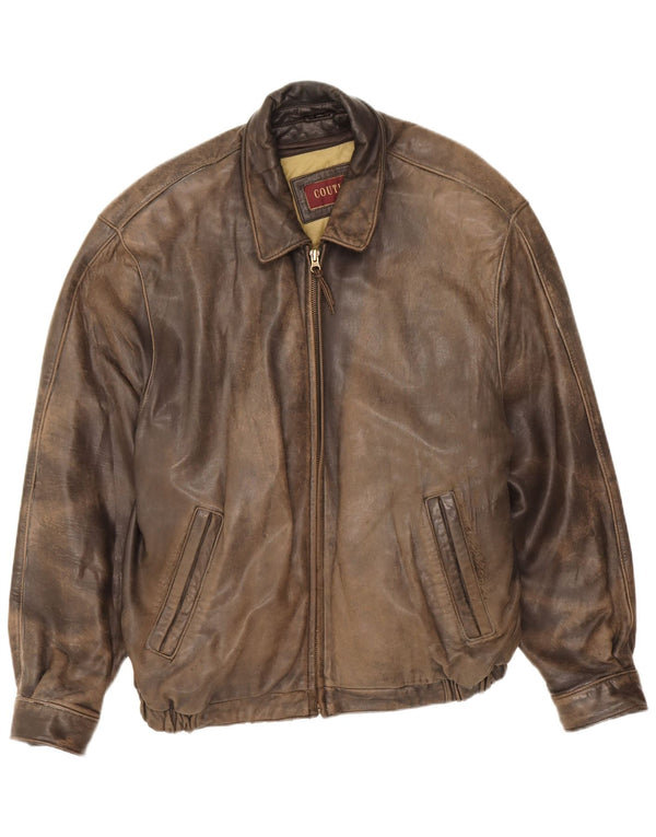 Mens Couture Læderjakke UK 42 XL Brun Læder