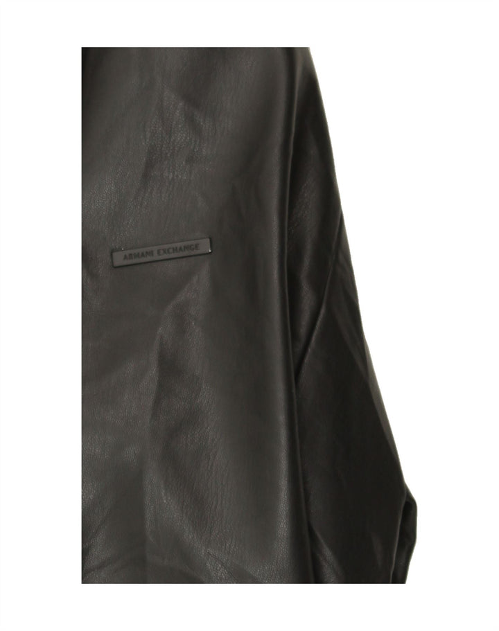 ARMANI EXCHANGE Mens Bomber Jacket UK 44 2XL Black Polyurethane Vintage Armani Exchange and Second-Hand Armani Exchange from Messina Hembry 