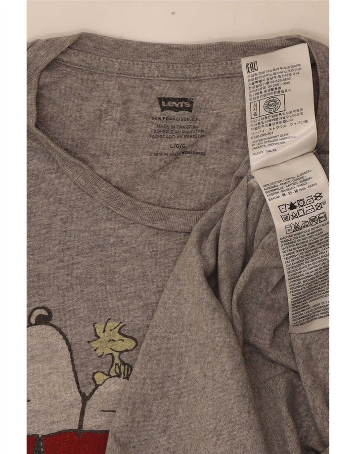 Levi's Herre Peanuts Grafisk T-Shirt Top Stor grå Flecked Bomuld