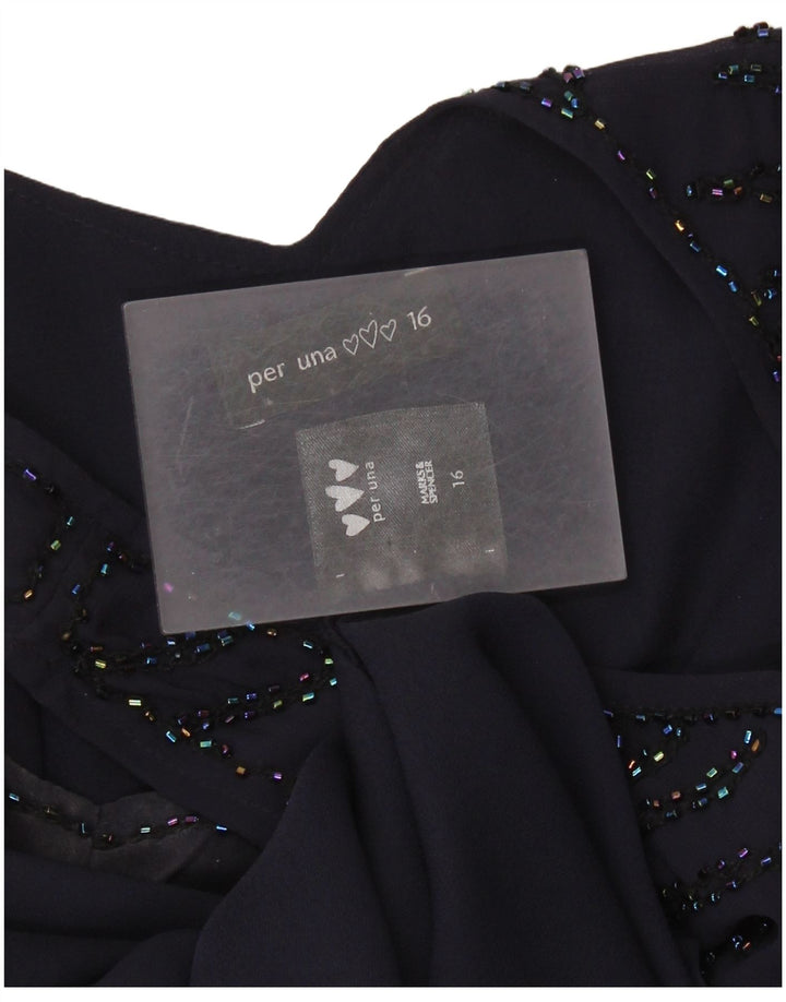 Marks & Spencer Dame Ærmeløs A-Line Kjole UK 16 Large Purple Polyester