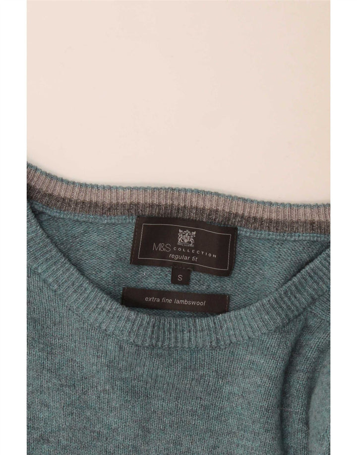 Marks & Spencer Herre Regular Fit Boat Neck Jumper Sweater Small Blue