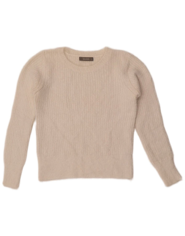 Oasis Womens Crop Boat Neck Jumper Sweater UK 6 XS Hvid Polyamid