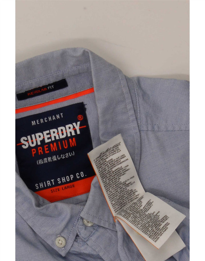 Superdry skjorte med normal pasform til mænd, stor blå nålestribet bomuld