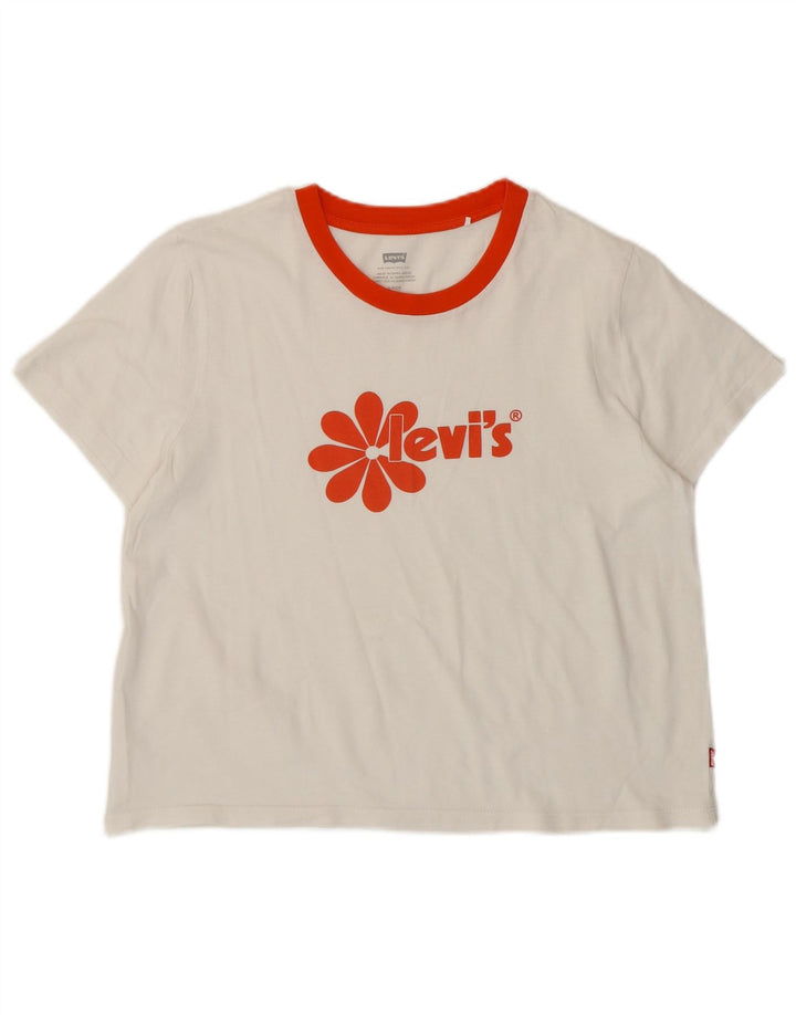 Levi's Dame Grafisk T-Shirt Top UK 10 Small White