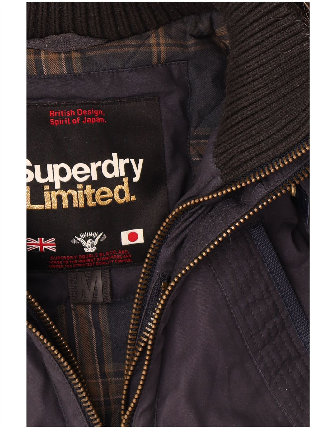Superdry vindjakkejakke med hætte til kvinder UK 14 Mellem marineblå bomuld
