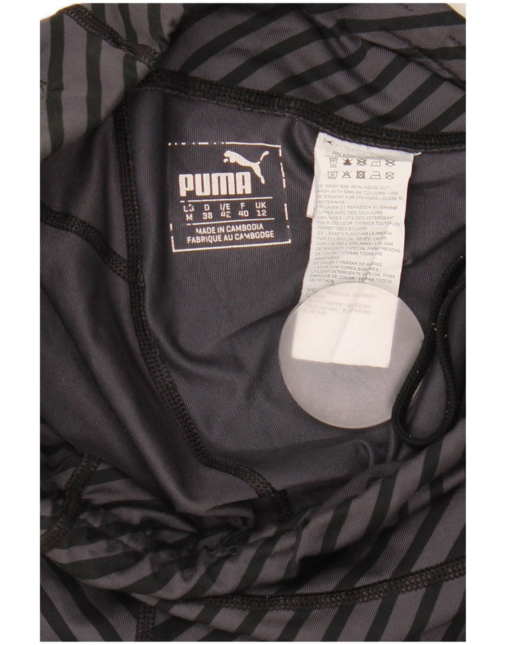 Puma Dame Capri Leggings UK 12 Medium Grå Stribet Polyester