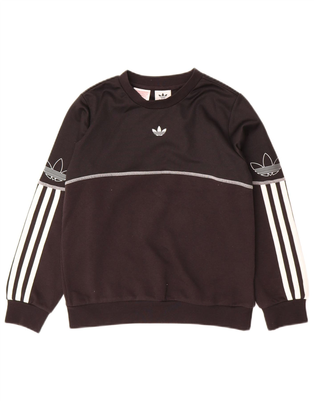 ADIDAS Boys Graphic Sweatshirt Jumper 9-10 Years Black Cotton