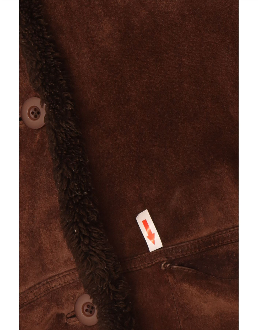 Vintage Dame Oversized Shearling Coat UK 10 Lille brunt læder