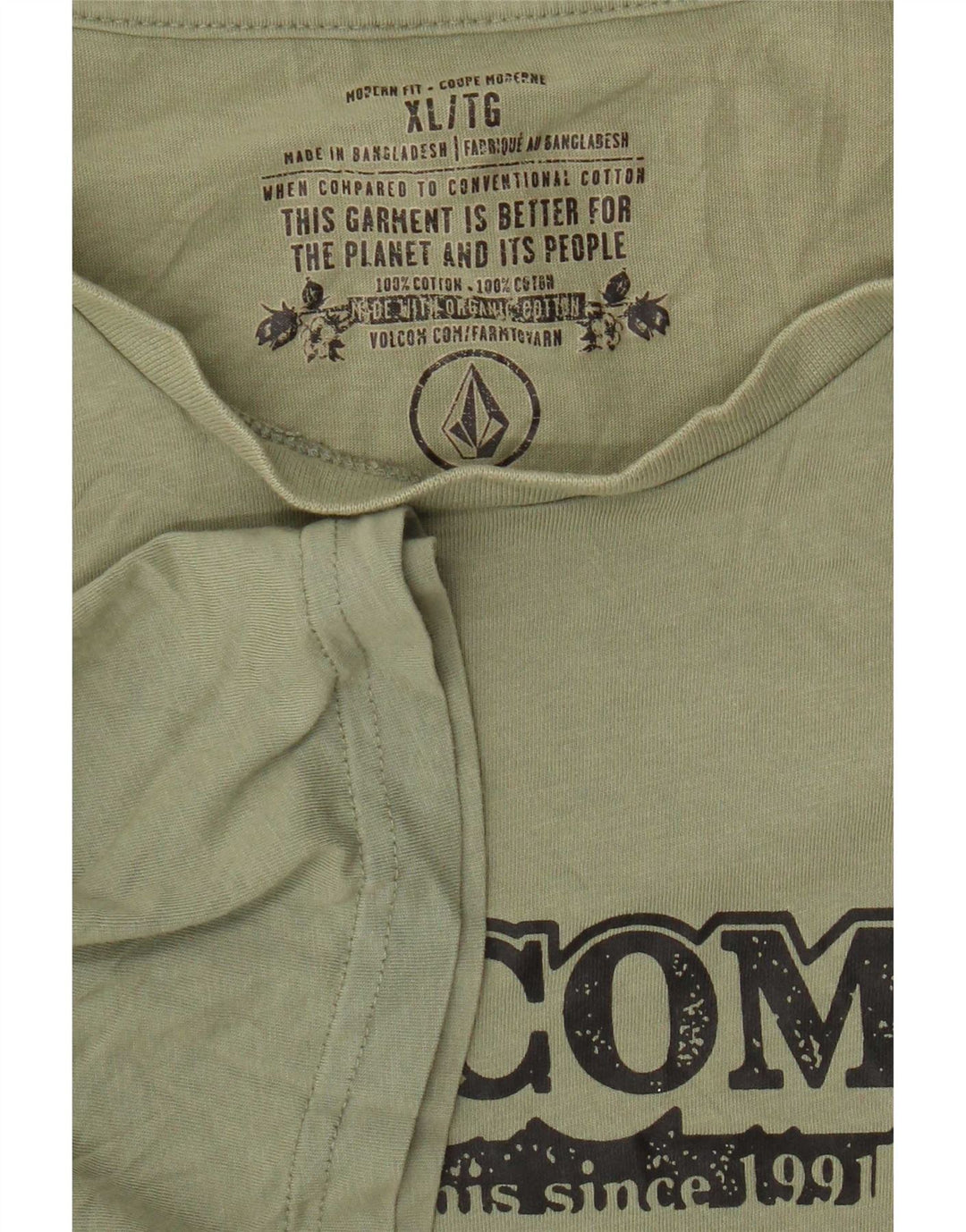 Volcom Herre Grafisk T-Shirt Top XL Grøn Bomuld