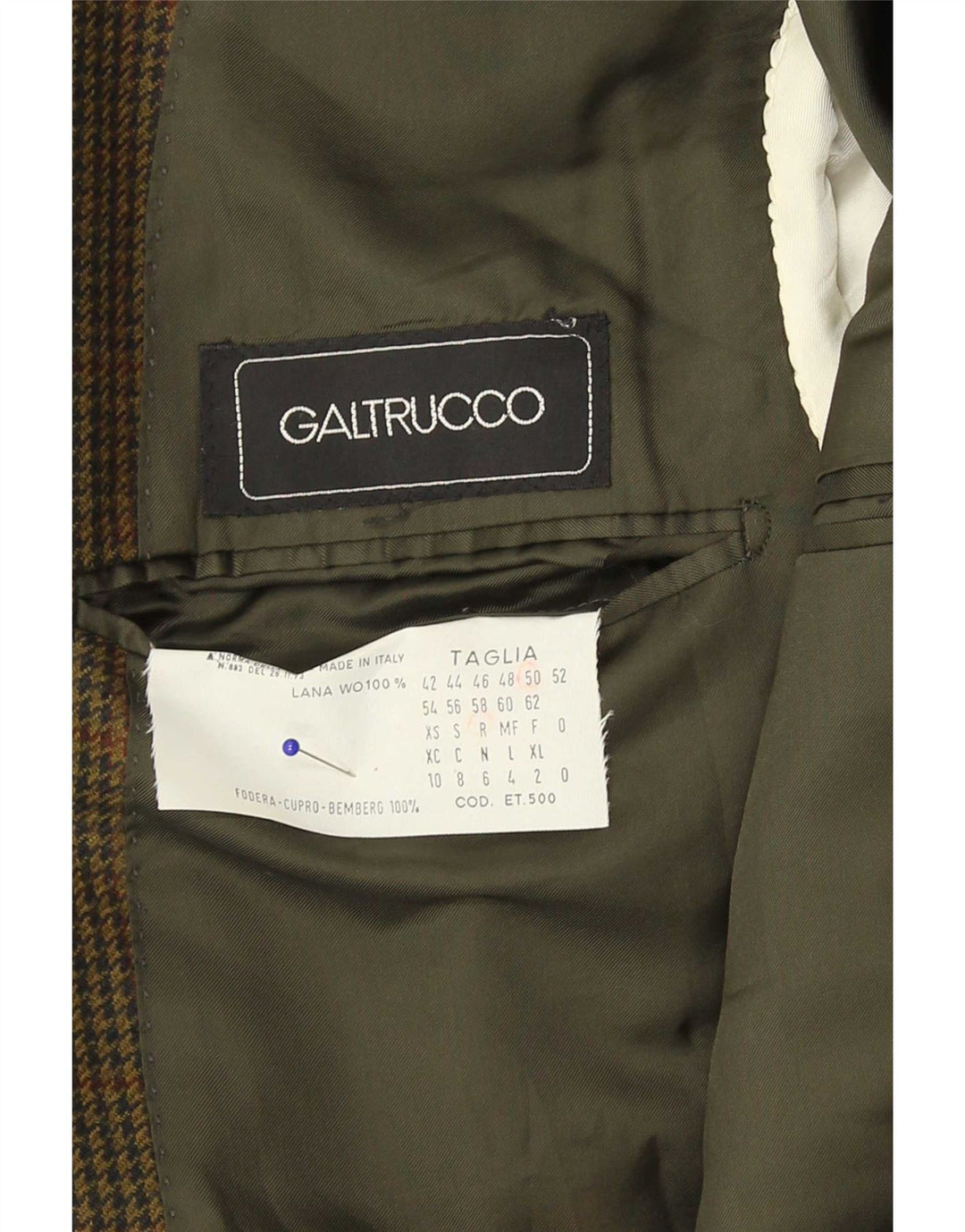 Galtrucco Herre Regular Fit Blazer Jacket IT 50 Large Khaki Houndstooth