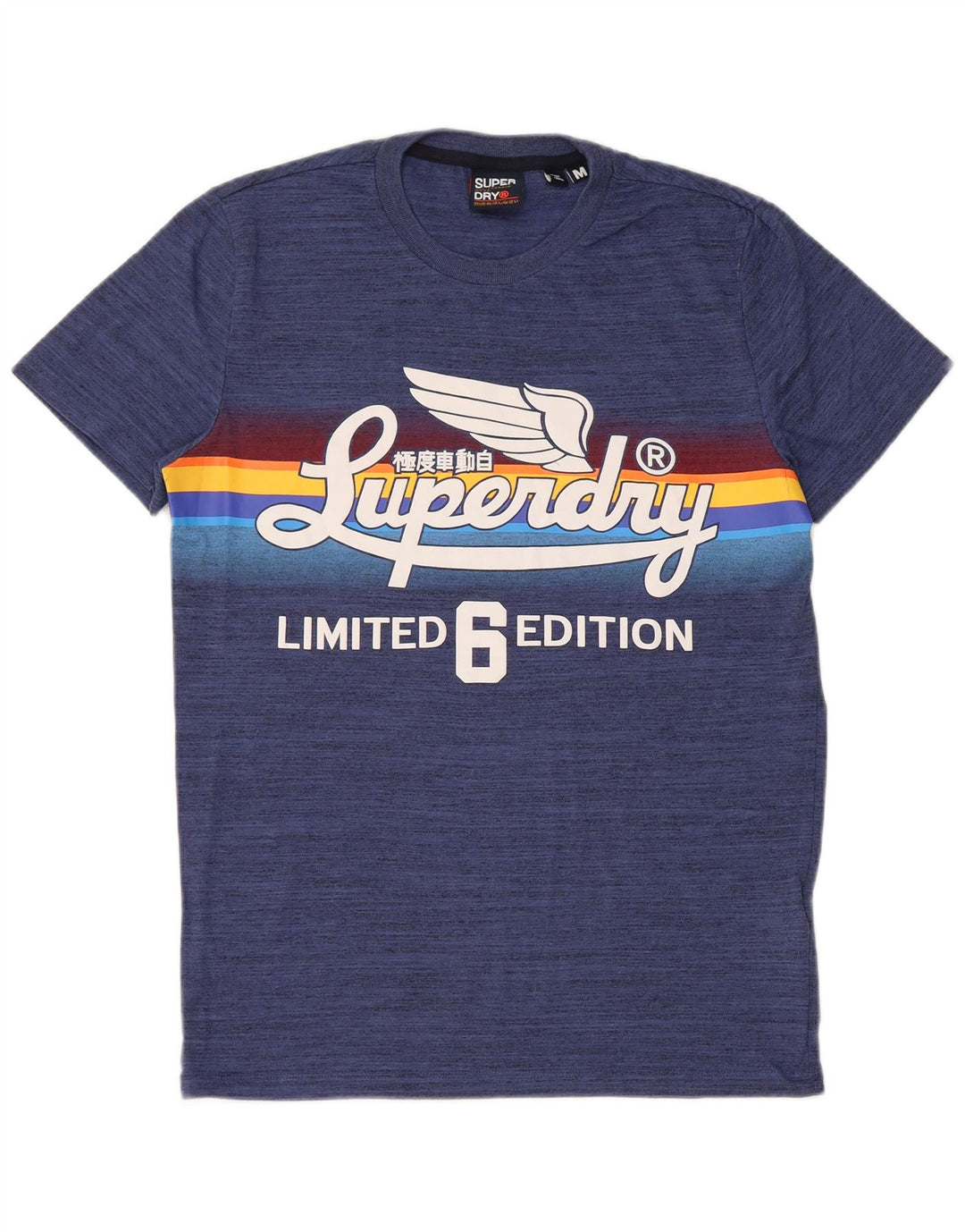 Superdry Herre Regular Grafisk T-shirt Top Medium Blue Flecked Bomuld